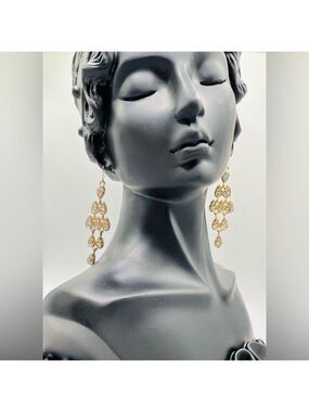Elegant Gold Tone Crystal Tear Drop Earrings